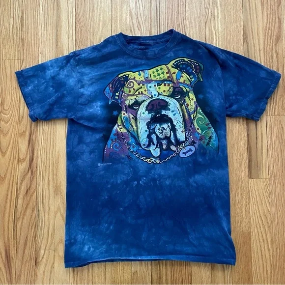 The‎ mountain bulldog dog blue tie dye T-shirt - Picture 2 of 8